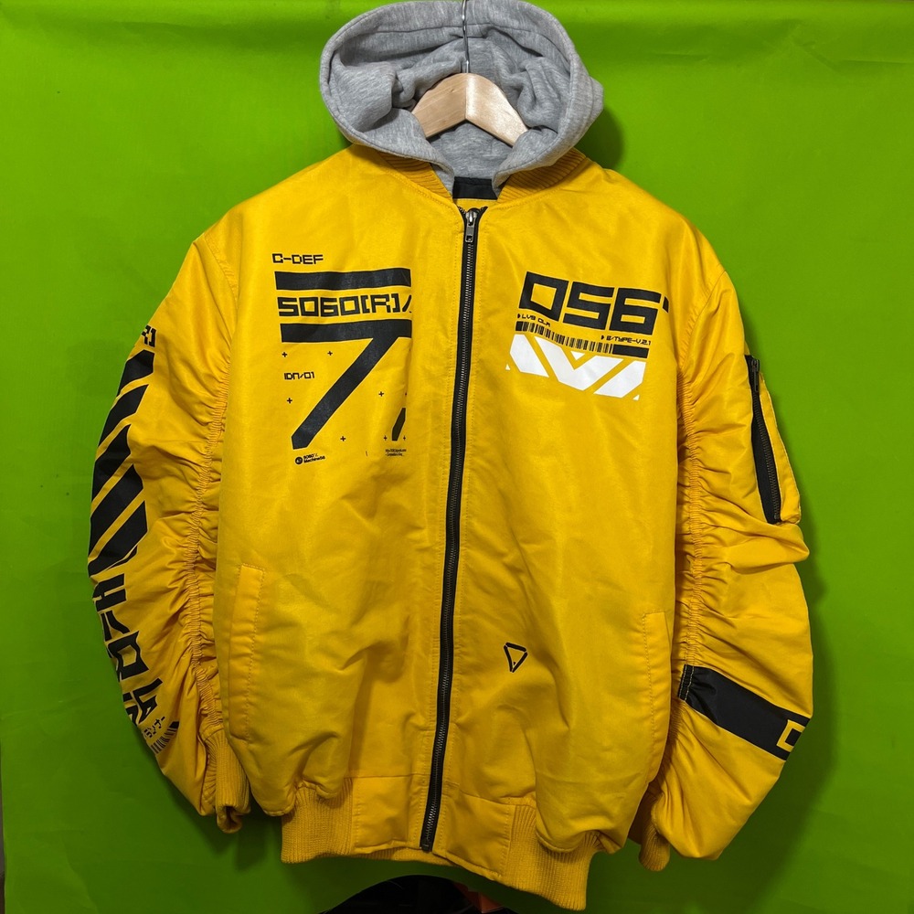 RARE Machine56 M56/LAB/IDN/19.01 Yellow Techwear Cyberpunk Bomber‎ Jacket 2XL